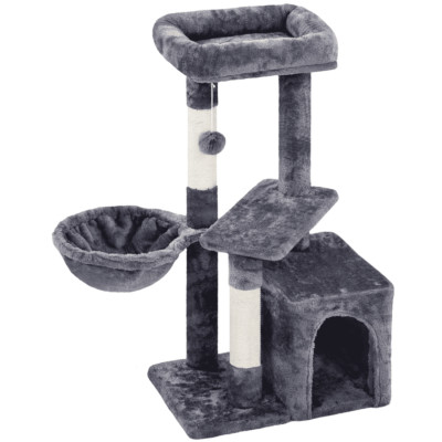 34.5'' H Cat Tree Tower with Condo and Perches, Dark Gray