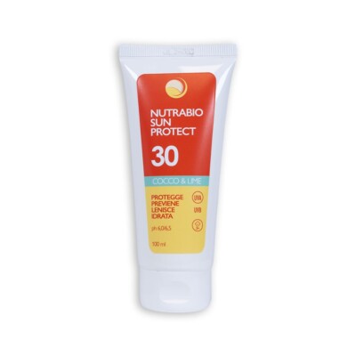 Nutrabio Crema Solare Protezione SPF 30 Idratante Lenitiva 100 ml Cocco Lime