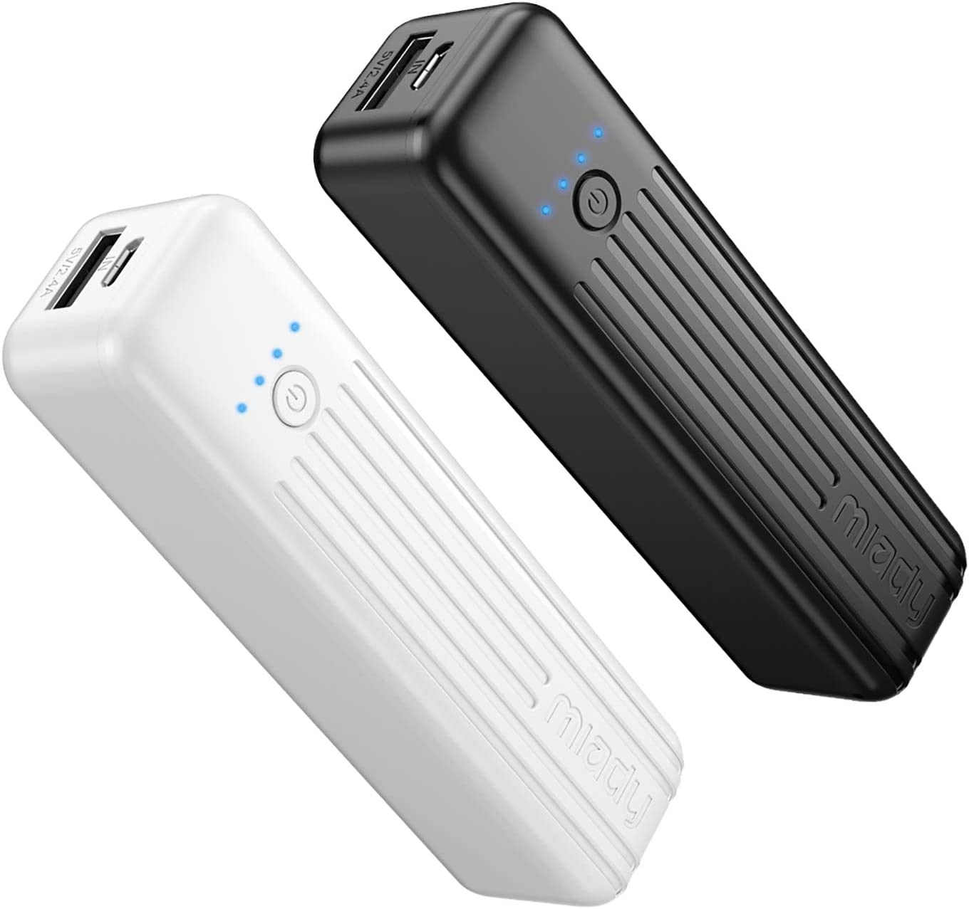 2-Pack Portable Charger 5000Mah, 3.45Oz Lightweight Power Bank, 5V/2.4A Output &