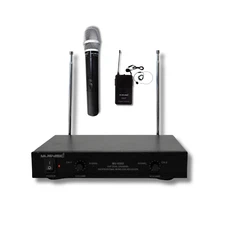 Dual Channel VHF Wireless Microphone System With Handheld & Lapel / Headset