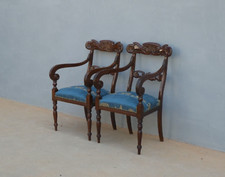 Coppia di poltrone Carlo X genovesi in legno di mogano, '800!