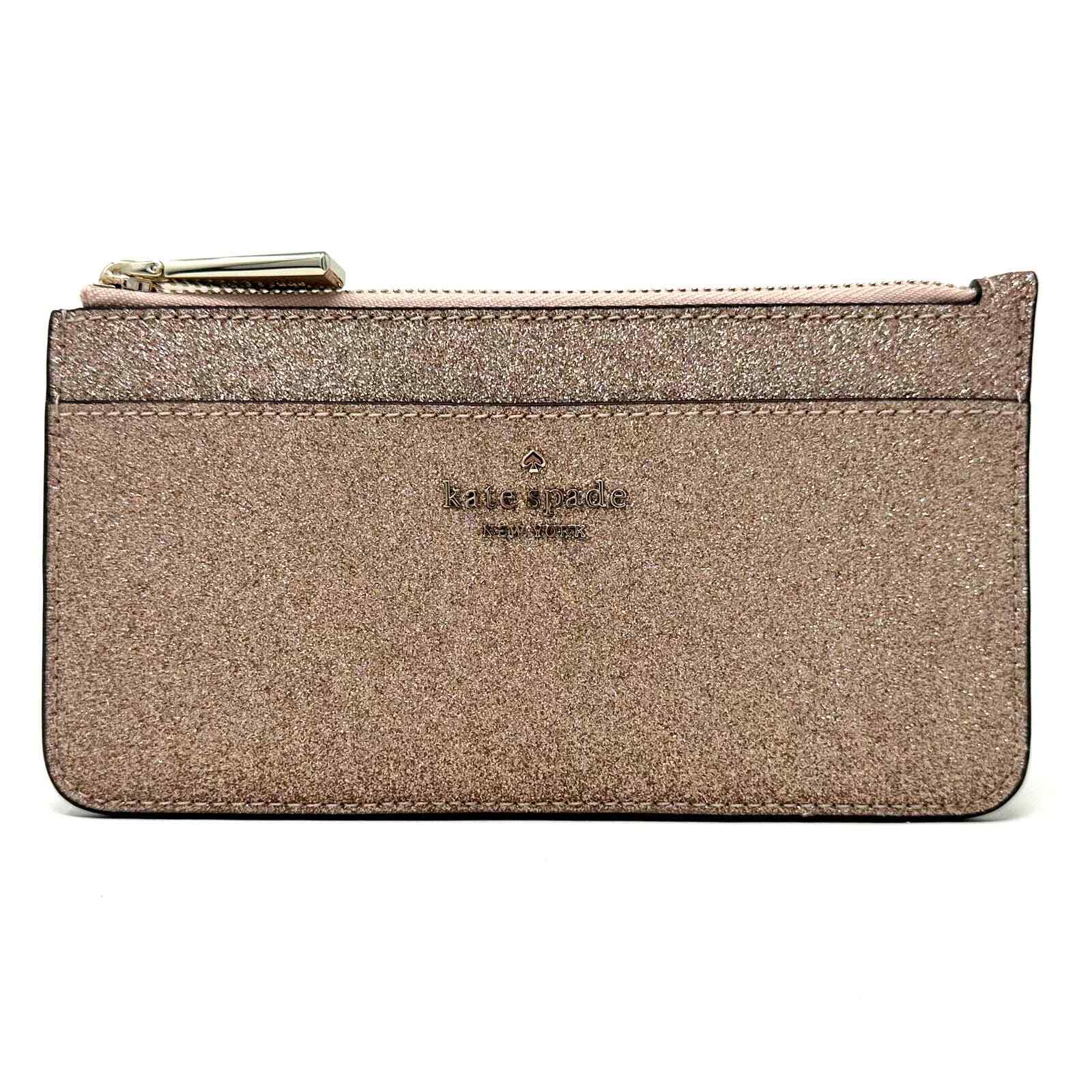 Kate Spade Tinsel Boxed Large Slim Card Holder in Rose Gold K9256, New