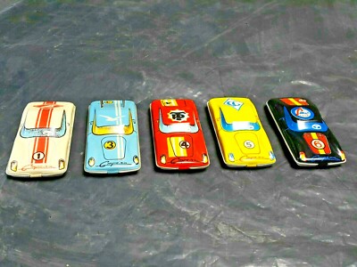 VINTAGE STRELA TIN TOY RACE CAR SET SOVIET ERA RUSSIA USSR СССР PLASTIC TIRES 