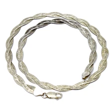 FAS ITALY Sterling Silver Woven Braided Herringbone Necklace 18.5”in