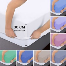 Extra Deep 30cm Fitted Sheet Ultra Soft Bed Sheets Single Double King Super King