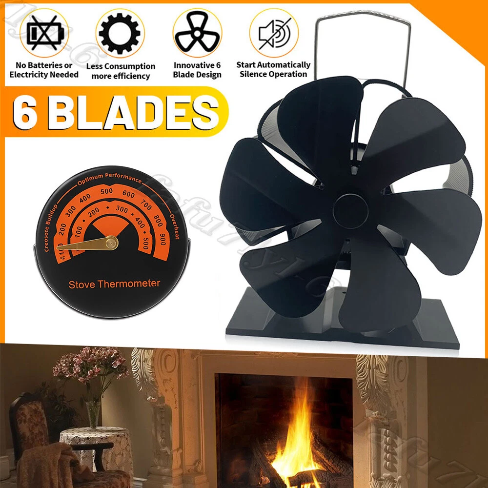 6 Blade Heat Powered Stove Top Fan For Wood Burner Log Burning Fire Eco  Friendly | eBay