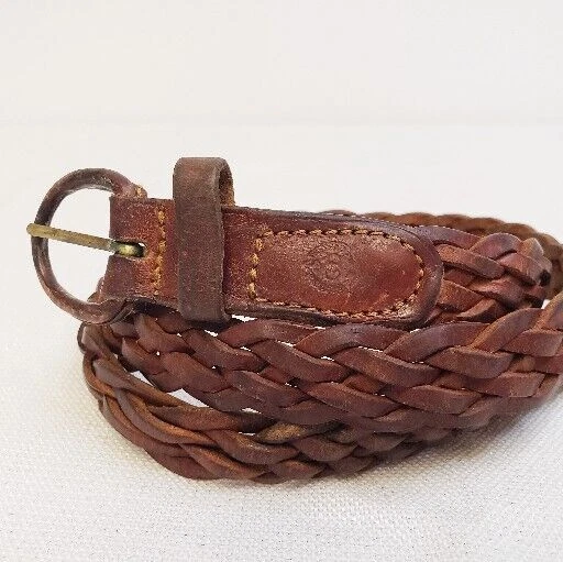 Christian DIOR Ceinture Vintage Cuir Marron Tressé Larg