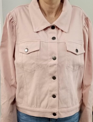 pink color denim jacket