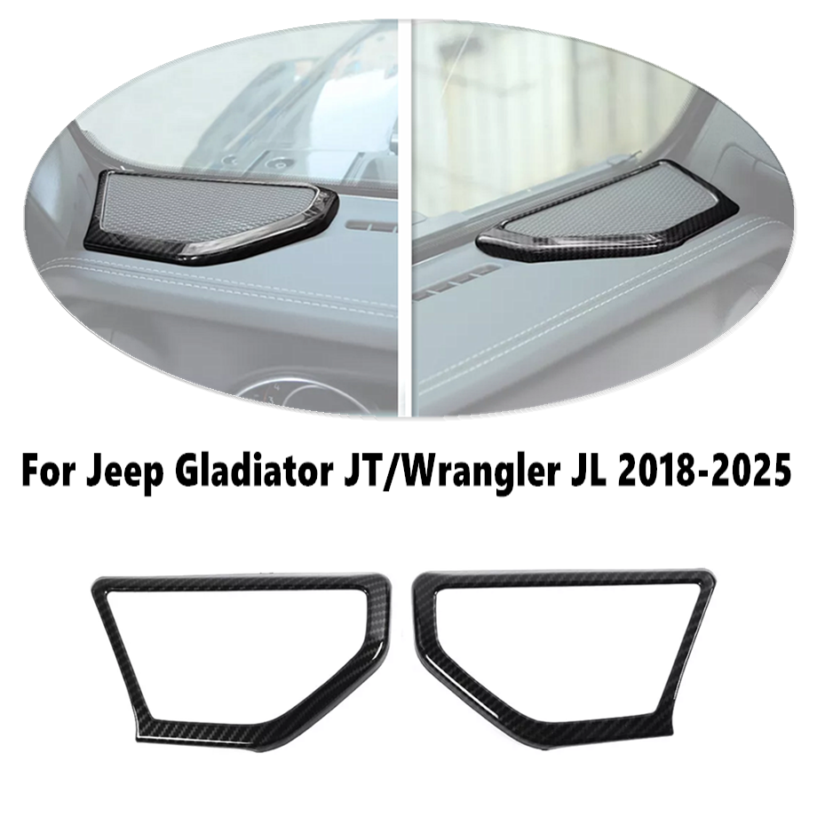 For Jeep Gladiator JT/JL 2018-2025 ABS Carbon A-Pillar Speaker Frame Trim Covers