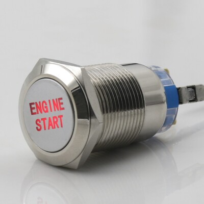 Engine Start Button Push Switch Ignition Car Red LED Metal Round Bolt-On 12V DC