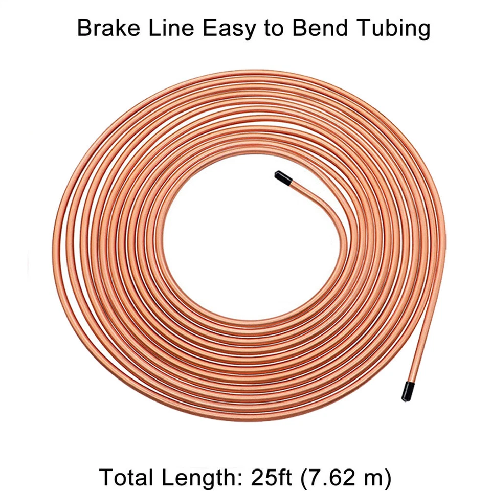 2 x Copper Nickel Brake Line Tubing Kit 3/16 OD 25 FT Coil Roll All Size Fitting - Image 4 of 4