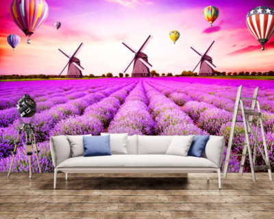 3D Lavender Windmil A63 Wallpaper Wall Mural Removable Self-adhesive Sticker Zoe