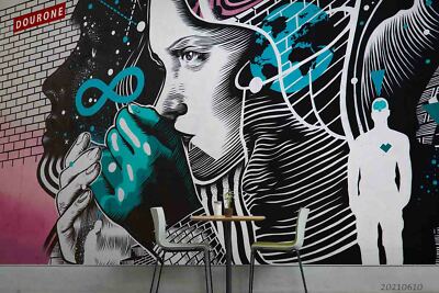 3D Abstract Art Graffiti Self-adhesive Removable Wallpaper Murals Wall 530