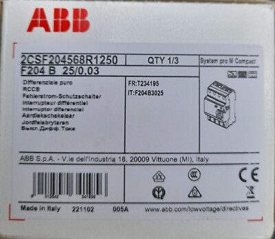 ABB F204 B-25/0.03 FI-Schutzschalter (2CSF204568R1250)