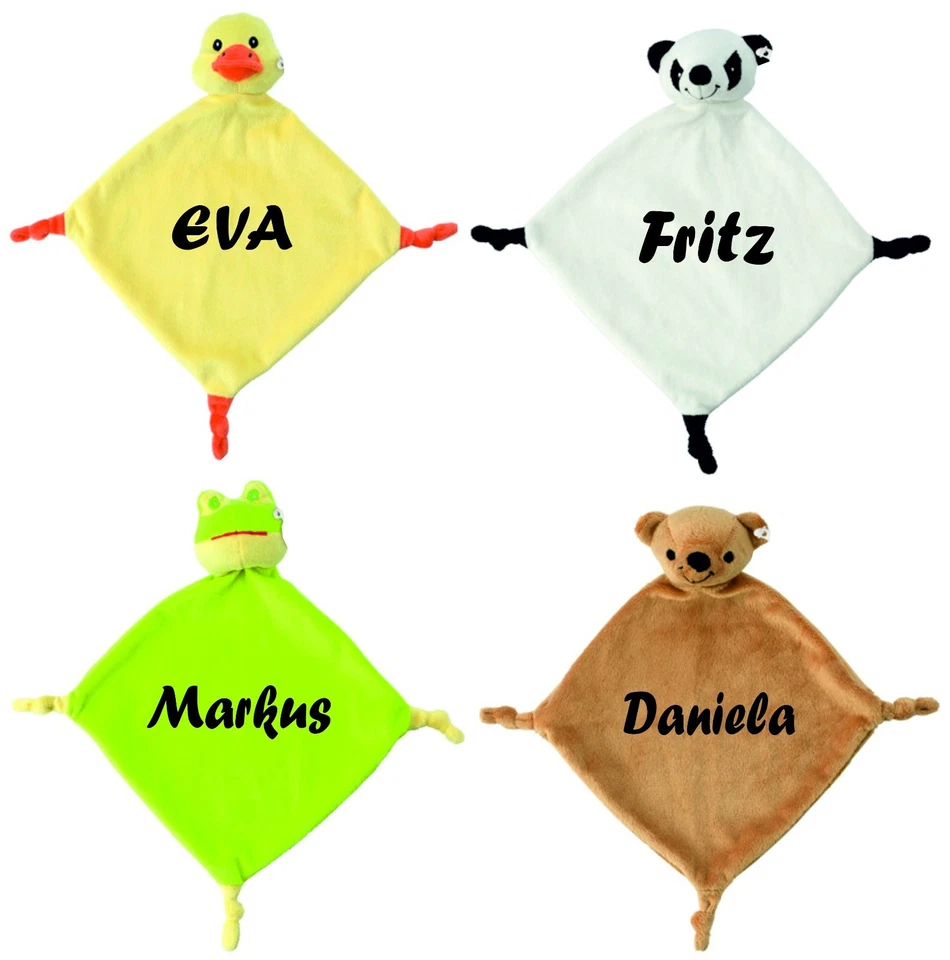 PRINTWEAR Schmusetuch Schnuffeltuch Plüsch Schnuffel tuch mit Wunschdruck Name etc.