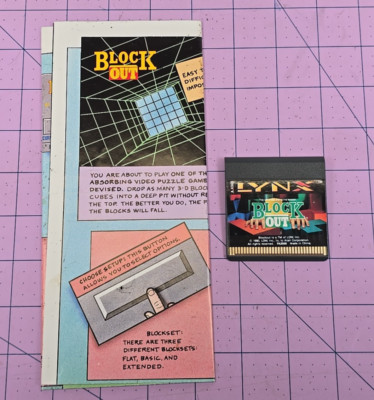 BLOCKOUT Atari Lynx - Cartridge and manual - tested and working