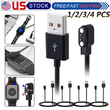 1-4x 2-Pin Universal USB Data Charging Cable Magnetic Charger Smart Watch 2.84mm