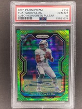 2020 Prizm Tua Tagovailoa Rookie RC Auto Neon Green Pulsar Prizm PSA 10 Dolphins