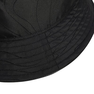 Men's Adidas Y-3 Yohji Yamamoto Black Leather Trim Logo Bucket Hat