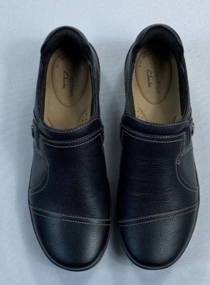 Women's Collection Clarks Cora Poppy Black Leather Loafers No Box 7 1/2 M
