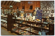 Postcard WI Spring Valley Wisconsin Curio Shop Crystal Cave Store Interior A102