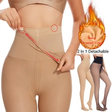 Women Thermal Lined Translucent Pantyhose Winter Warm Fleece Tights Stockings US