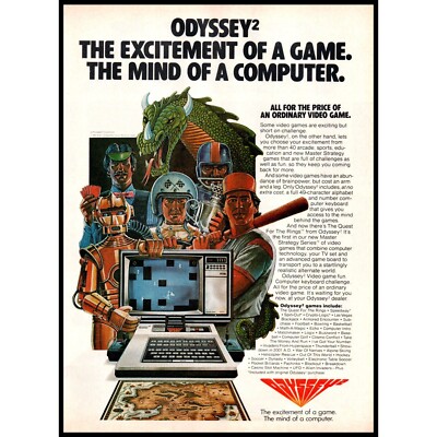 1981 Odyssey 2 Computer Video Game System Vintage Print Ad Retro Gaming Wall Art