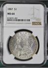 1887 Morgan Silver Dollar NGC MS-64