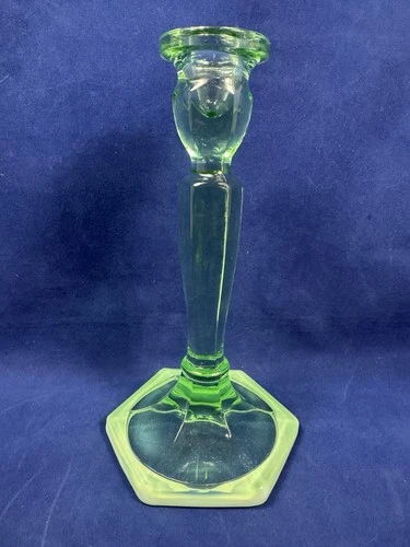 Vintage Fenton #449 Colonial Green Milk Base Glass Candlestick