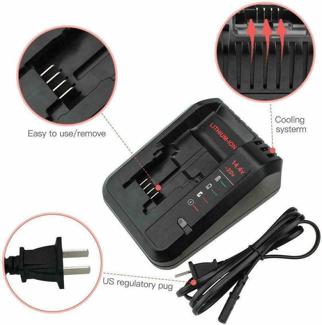 For Porter Cable and Black&Decker 20 Volt 20V MAX Fast charger Lithium Battery