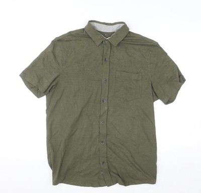 Tailor Vintage Herren Grün Kurzarm Hemd mit Knopfleiste M Regular Fit