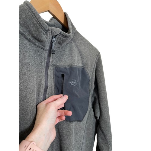 The North Face Men's Medium Gray Black Long Sleeve 1/2 Zip Mock Collar Pullover - Picture 3 of 6