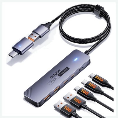 USB Hub 3.2 Gen2 5-in-1 Multiport Splitter mit 2 USB-A 2 USB-C 10Gbps