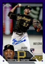 2023 Topps Chrome Update Yerry De Los Santos Purple Auto /250 Pittsburgh Pirates