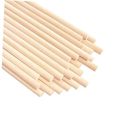 25PCS Dowel Rods Wood Sticks Wooden Dowel Rods - 1/4 x 12 Inch Precut Dowels 