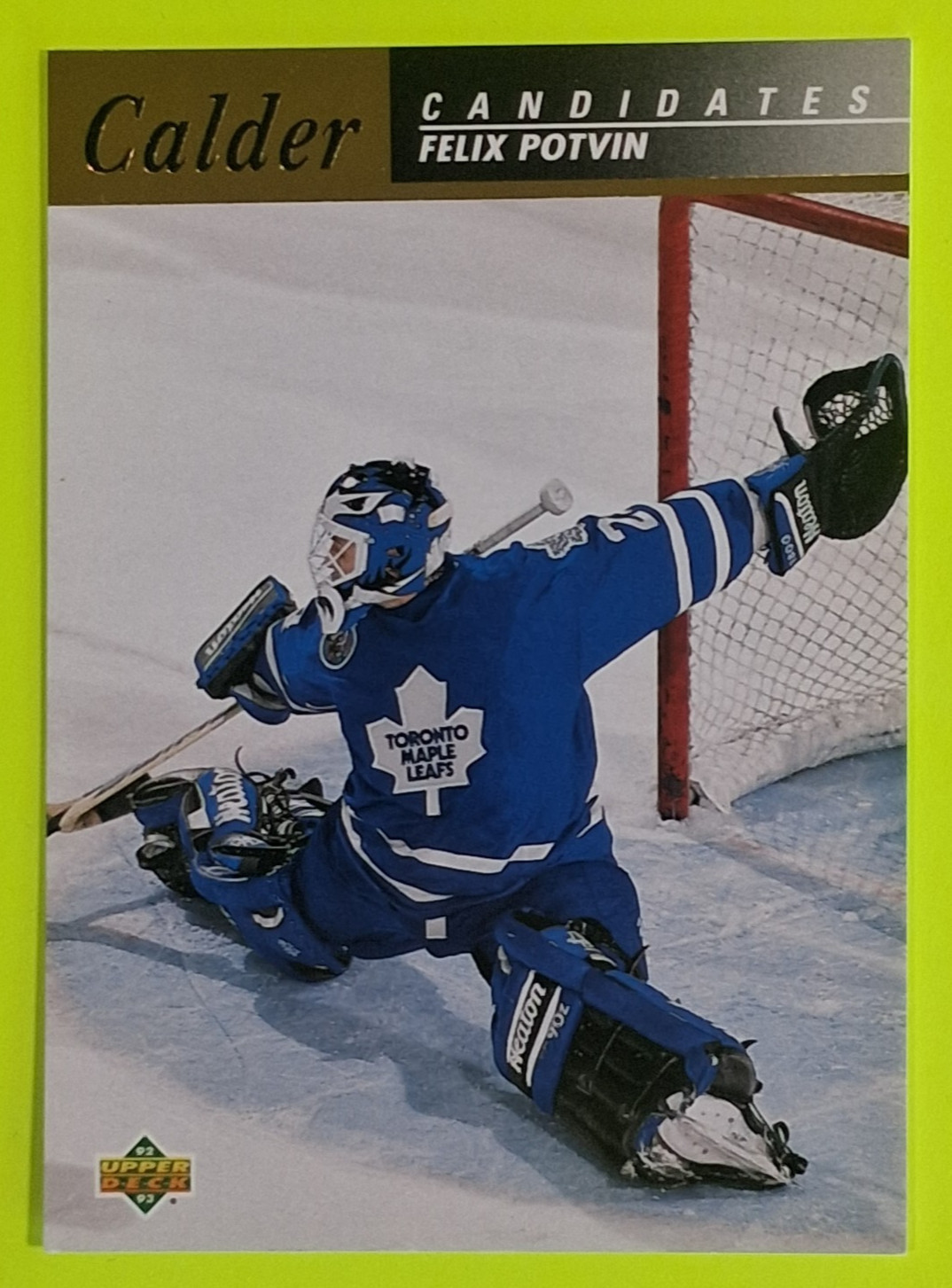 1992-93 Upper Deck-Calder Candidates Felix Potvin #CC3 Toronto Maple Leafs BXG