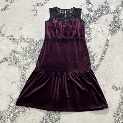 Nanette Lepore Velvet Lace Dress Womens Size 8 Plum Very Black Sleeveless NWT | eBay Nanette Lepore Velvet Lace Dress Womens Size 8 Plum Very Black Sleeveless NWT | eBay