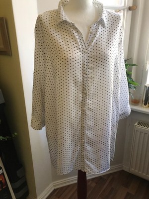 Weisse Bluse mit Krempelärmeln und kleinen Sternen von Bexleys Gr. 48