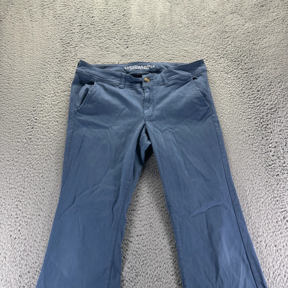 Pantalón American Eagle Outfitters Kick para mujer 14 azul algodón corte bota pierna elástico Foto 3 de 4