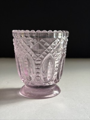 Vtg Depression Glass Amethyst Bud Vase Holder UV Glow