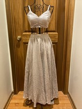 Dance Costume 2 Piece Top  Skirt Adult Small Beige Ballet Lyrical Contemporary