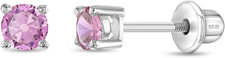 CZ Round-Shaped Kids Earrings - 925 Sterling Silver Hypoallergenic Earrings for