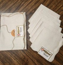 Vintage 100 Imported Linen Tablecloth 50x70" 6 Napkins 16" NWT Hemstitched
