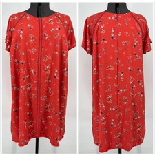 ModCloth Wildflower Shift Dress Plus Size 4X Red Floral Flutter Sleeve Pockets
