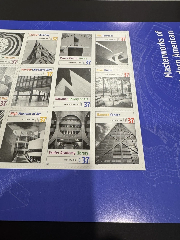 Scott #3910 Masterworks of Modern American Architecture Pane of 12 37¢ Stamps - Image 3 of 4