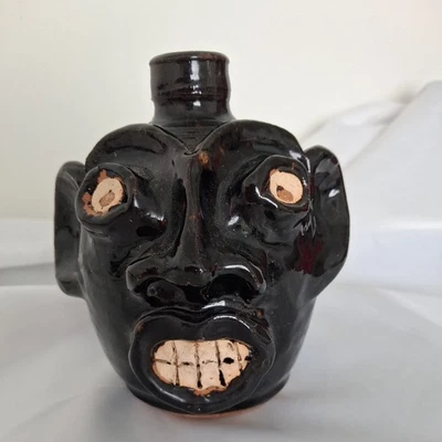 Liz Ringus (signed EAR) Face Jug Barnwell SC Edisto Clay Grotesque Folk Art - Image 1 of 4