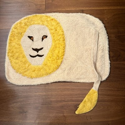 Vintage Shaggy Lion Pillowcase  w/ Tail Handmade Folk Art Plush Decor