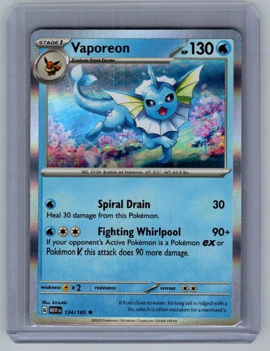 Vaporeon 134/165 Rare 151 Pokemon Holo Near Mint