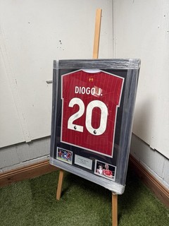 Framed Diogo Jota Signed Shirt Display with Certificate of Authenticity