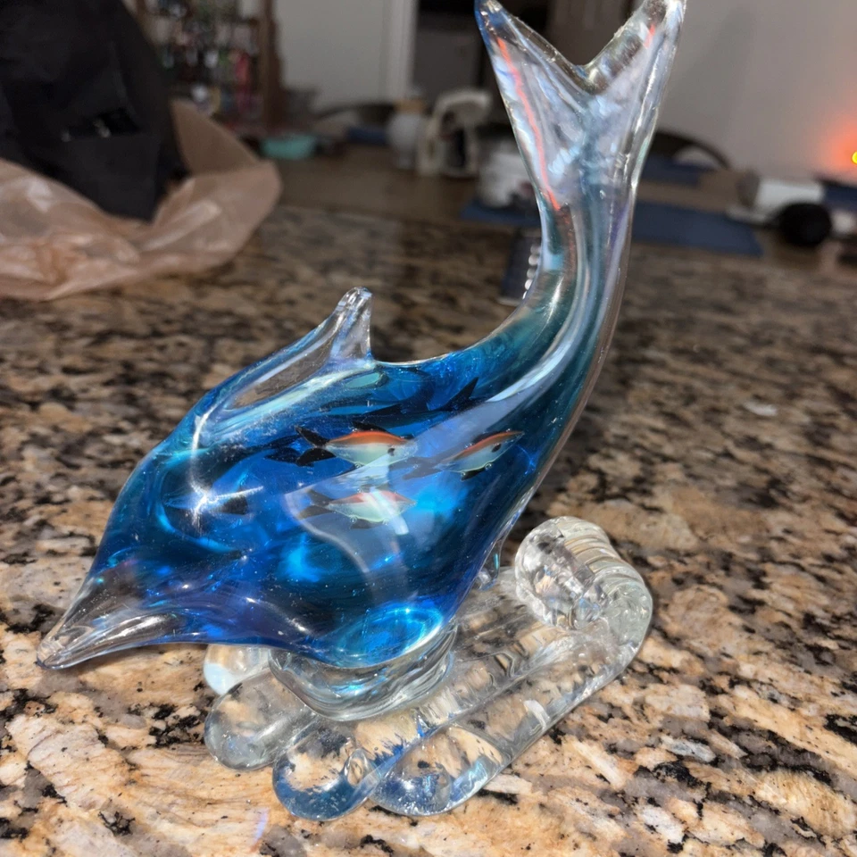 Murano Italy Large Vibrant 6 Fish Tank Aquarium Glass Sculpture Paperweight - Image 4 of 4